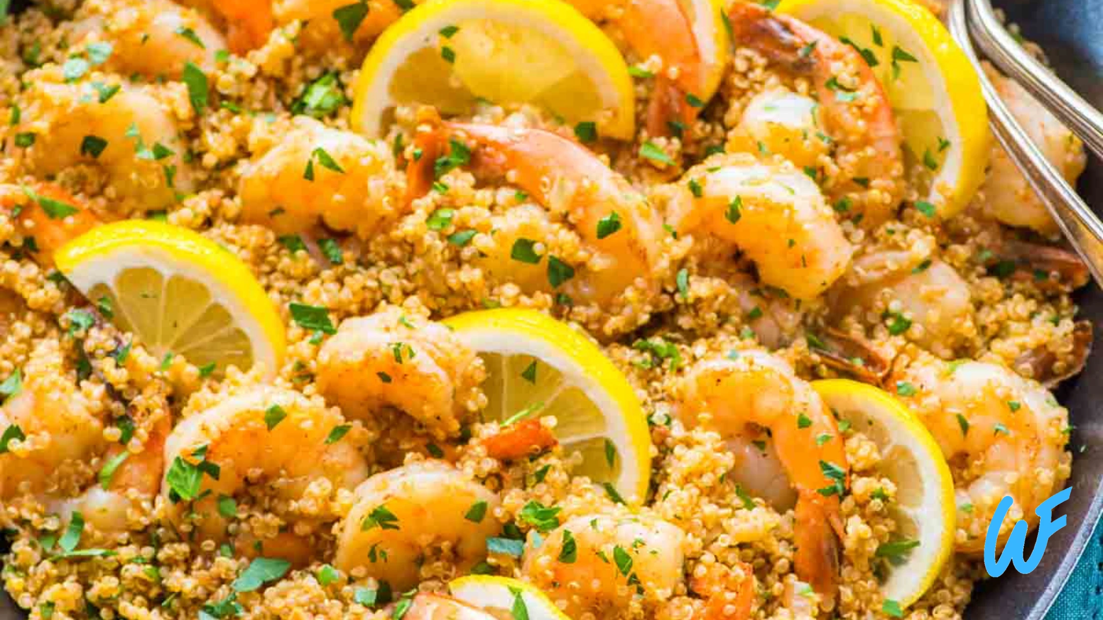 LEMON GARLIC SHRIMP WITH QUINOA PILAF RECIPE