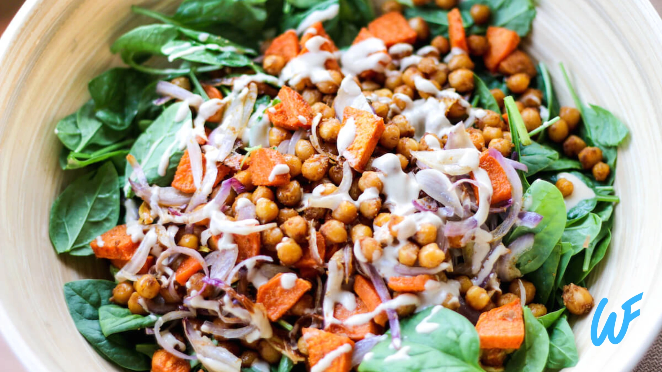 SPINACH AND CHICKPEA SALAD WITH LEMON-TAHINI DRESSING RECIPE