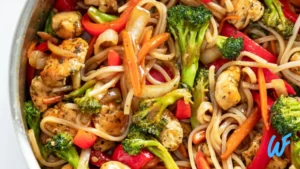 CHICKEN AND EGG STIR FRY WITH RICE NOODLES RECIPE