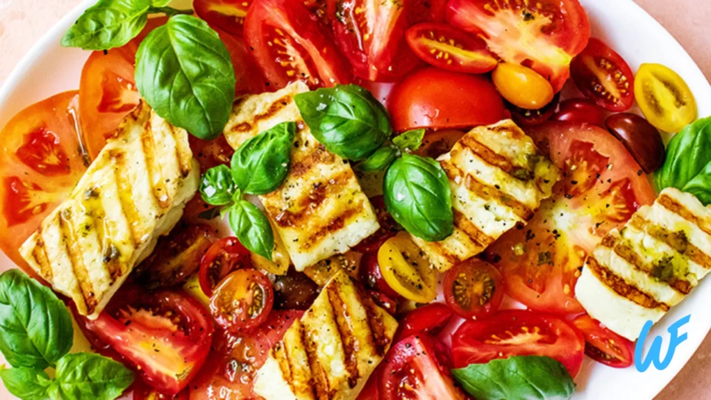 GRILLED HALLOUMI CHEESE WITH CHERRY TOMATOES RECIPE