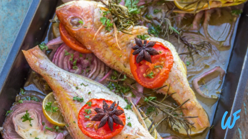 BAKED LEMON HERB FISH WITH ROASTED VEGETABLES RECIPE