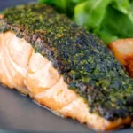 BAKED HERB CRUSTED SALMON WITH STEAMED BROCCOLI RECIPE