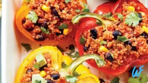 Read more about the article STUFFED BELL PEPPERS WITH QUINOA AND BLACK BEANS RECIPE