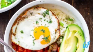 EGG AND CHICKEN SAUSAGE BREAKFAST BURRITO BOWL