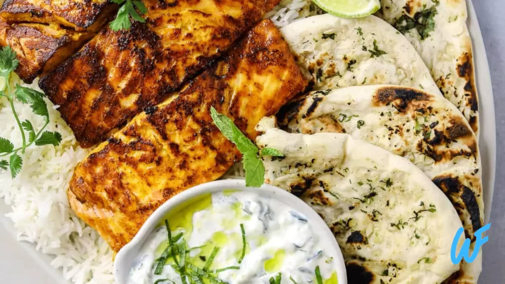 GRILLED TANDOORI SALMON WITH CUCUMBER RAITA RECIPE