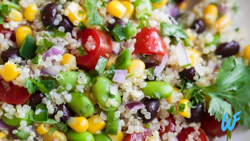 QUINOA AND BLACK BEAN ALAD WITH LIME-CILANTRO DRESSING RECIPE