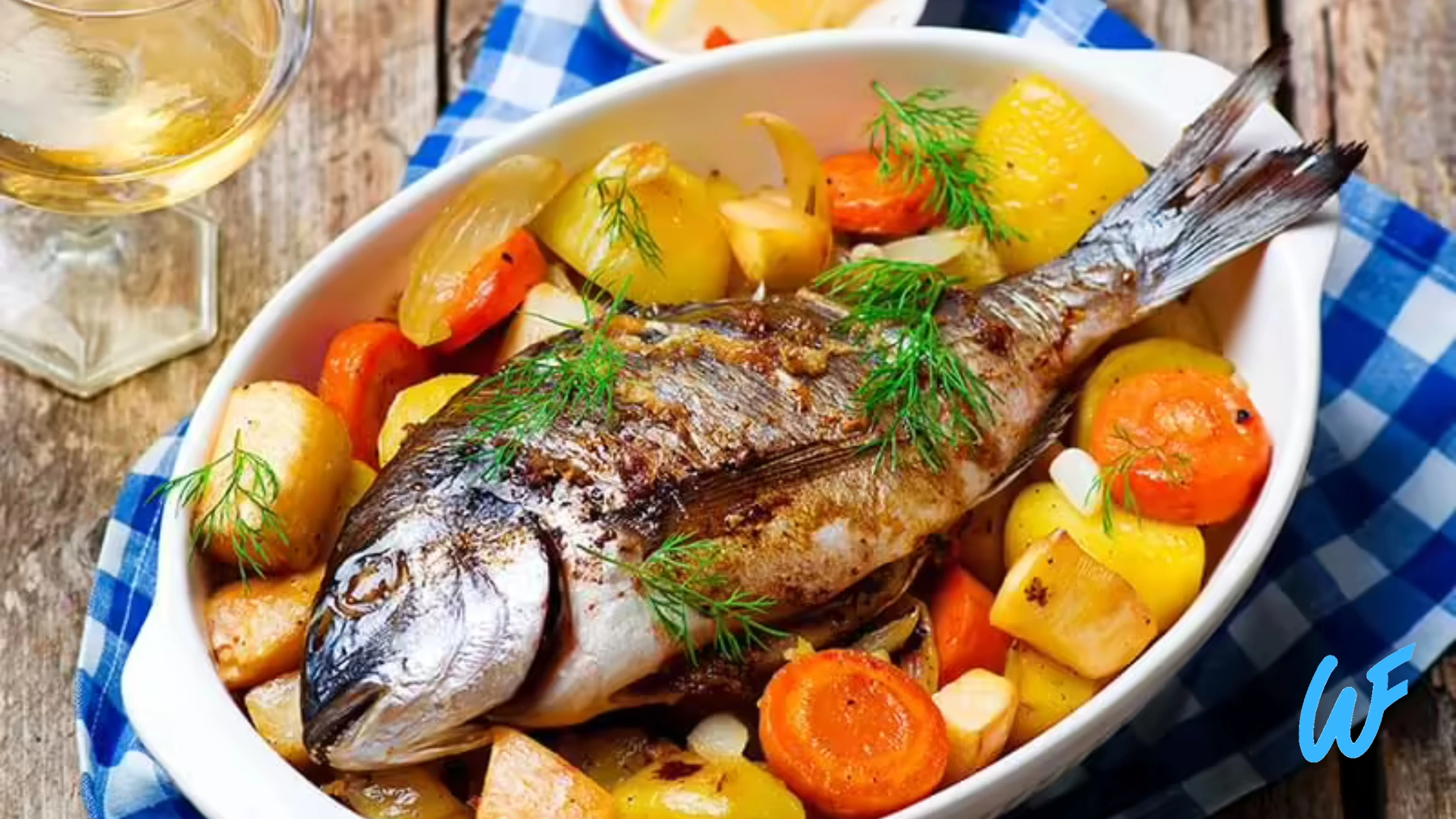 BAKED LEMON HERB FISH WITH ROASTED VEGETABLES RECIPE