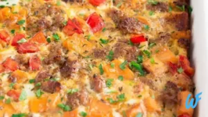 EGG AND CHICKEN SAUSAGE BREAKFAST CASSEROLE WITH SWEET POTATOES