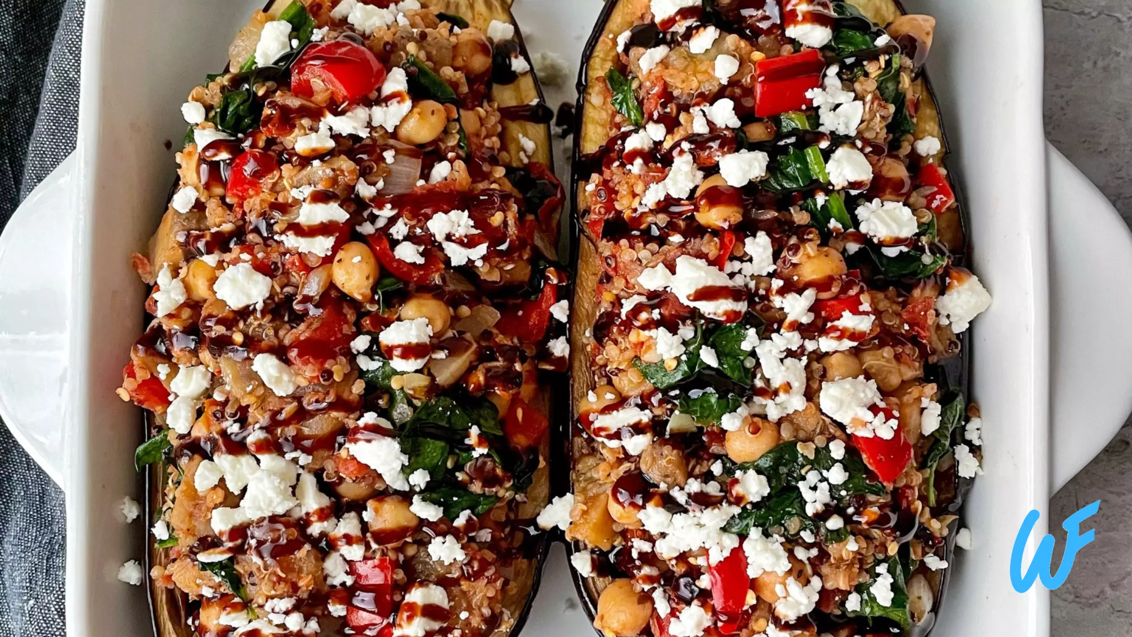 STUFFED EGGPLANT WITH QUINOA AND CHICKPEAS