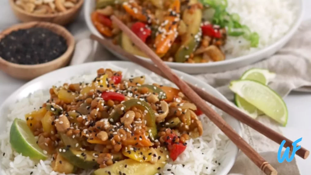 LENTIL AND VEGETABLE STIR FRY WITH BROWN RICE