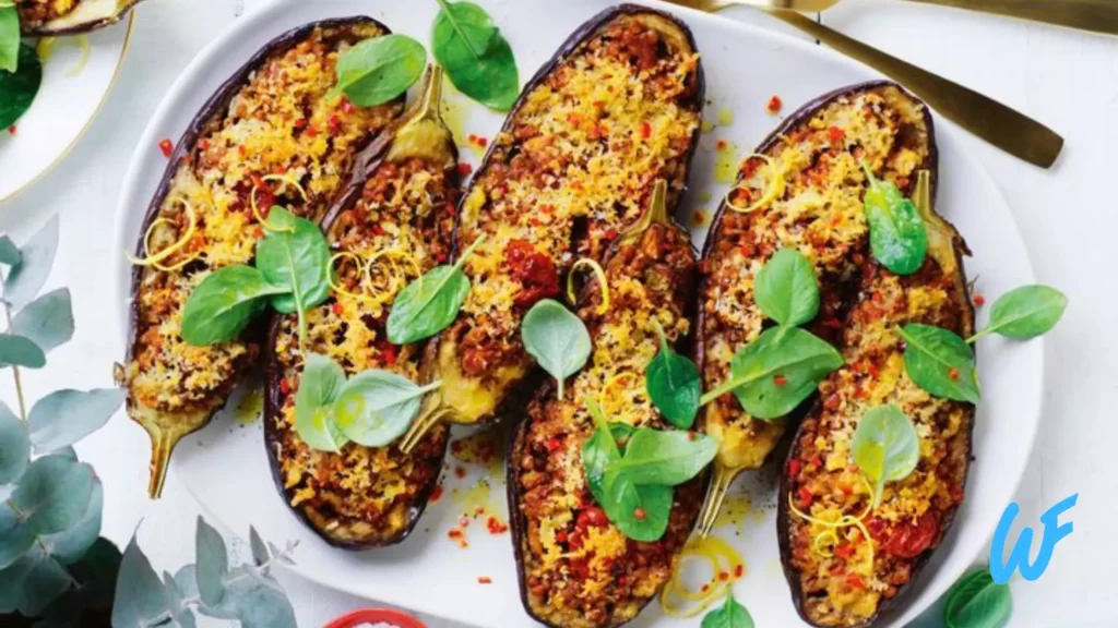 STUFFED EGGPLANT WITH QUINOA AND CHICKPEAS