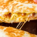 Chicken and cheese breakfast quesadilla