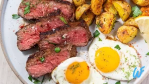 Steak and eggs with roasted potatoes