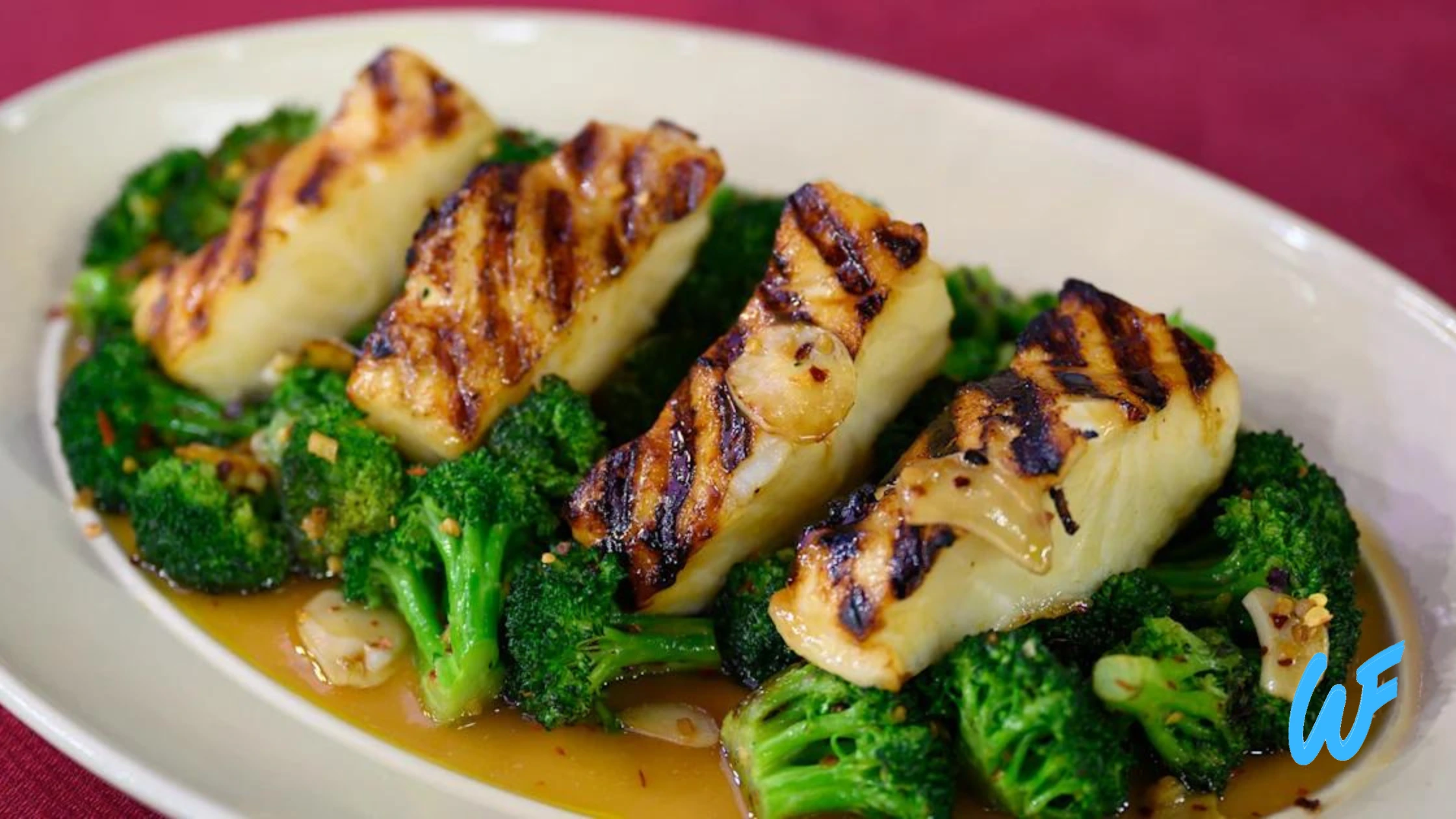 Grilled Fish Fillet With Steamed Broccoli