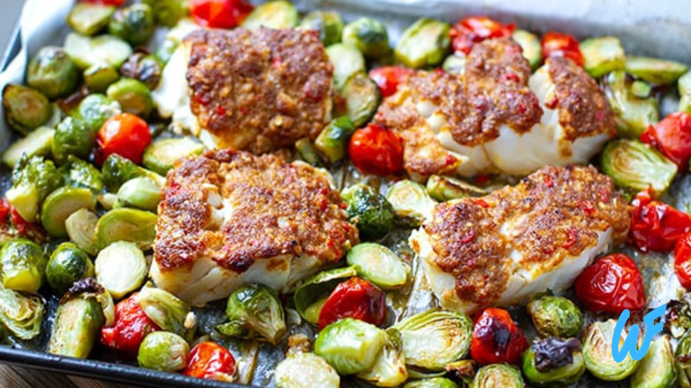 Baked Cod with Roasted Brussels Sprouts