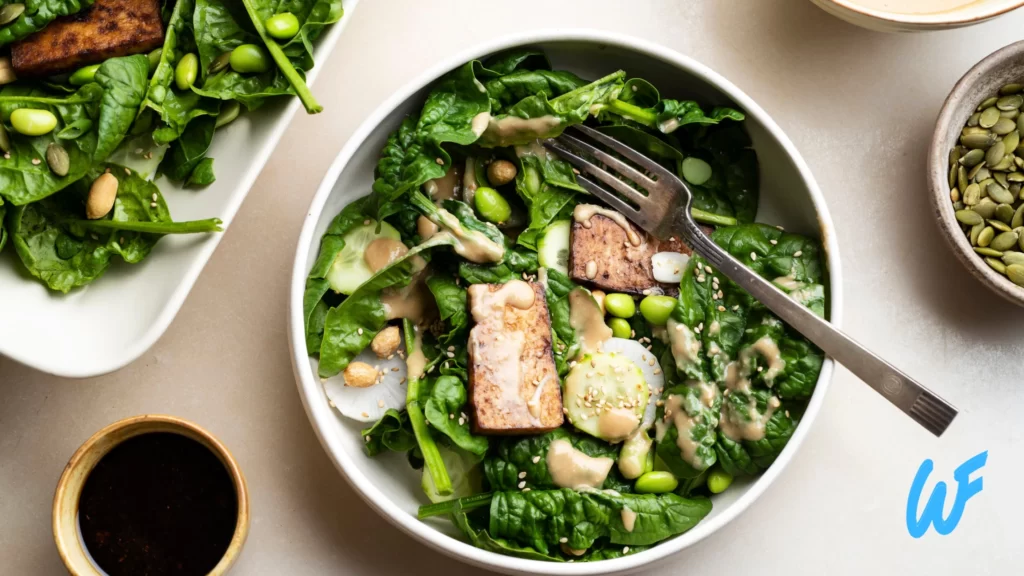 Tofu and Spinach Salad with Sesame Dressing