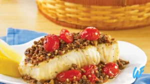 Read more about the article Baked Cod with Tomato and Olive Relish