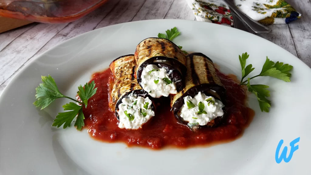Grilled Eggplant and Cottage Cheese Rolls
