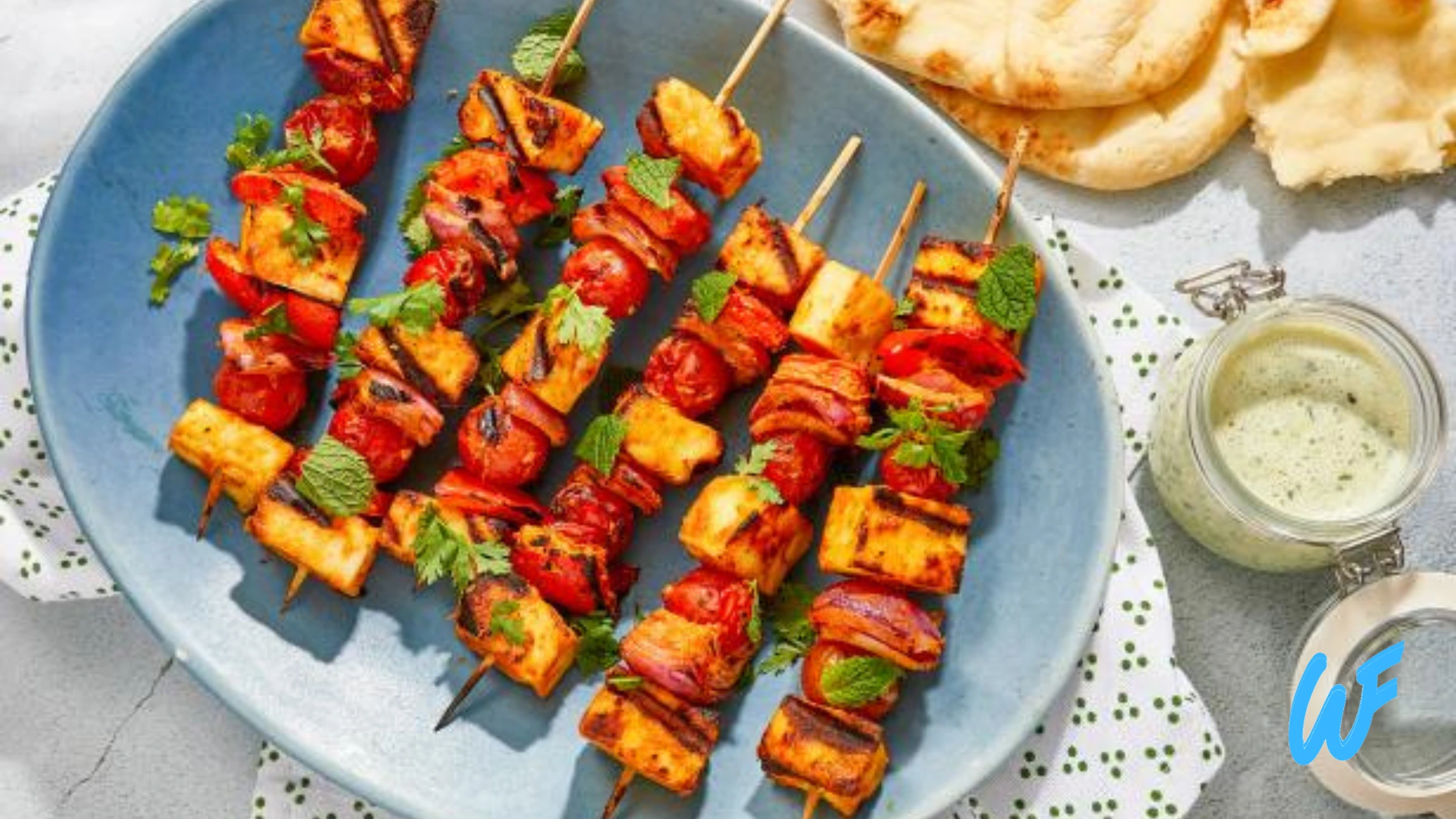 Grilled Paneer Skewers with Mint Chutney