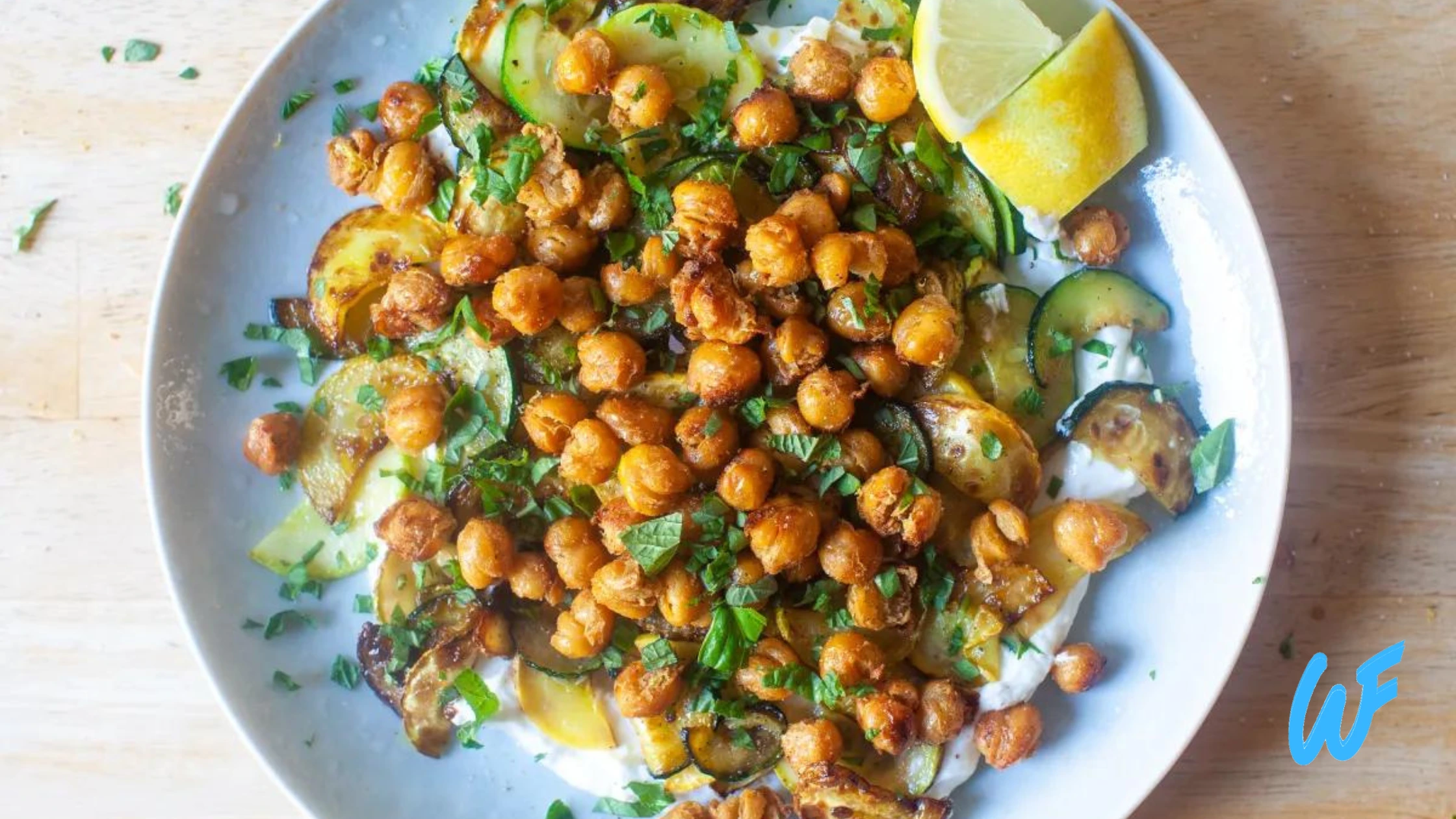 Spicy Roasted Chickpeas with Cilantro Yogurt Sauce