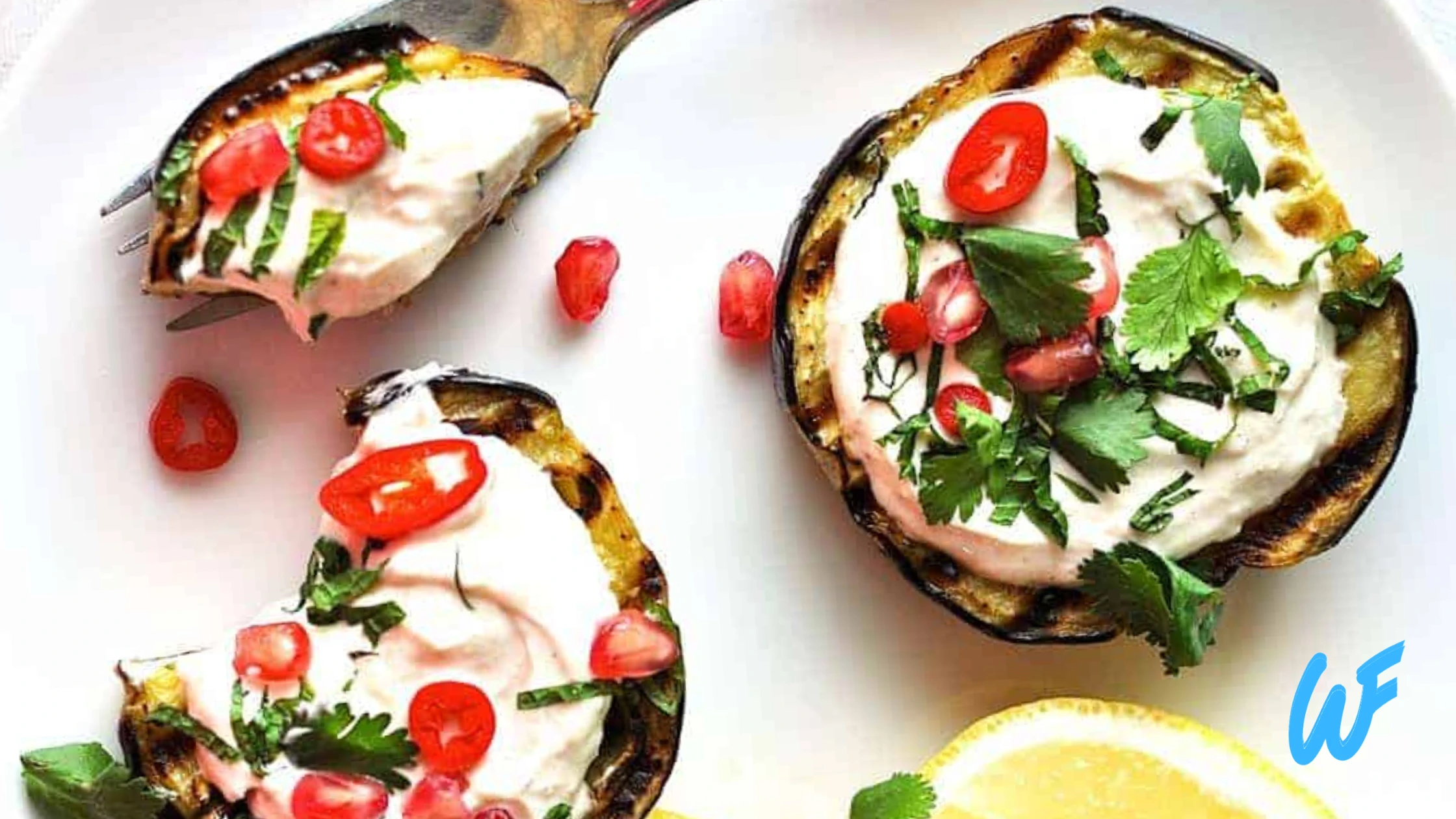 Grilled Eggplant Slices with Yogurt Dip