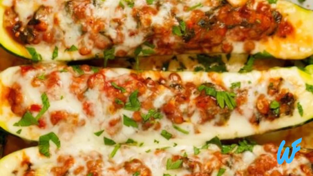 Read more about the article Lentil Stuffed Zucchini Boats with Tomato Sauce