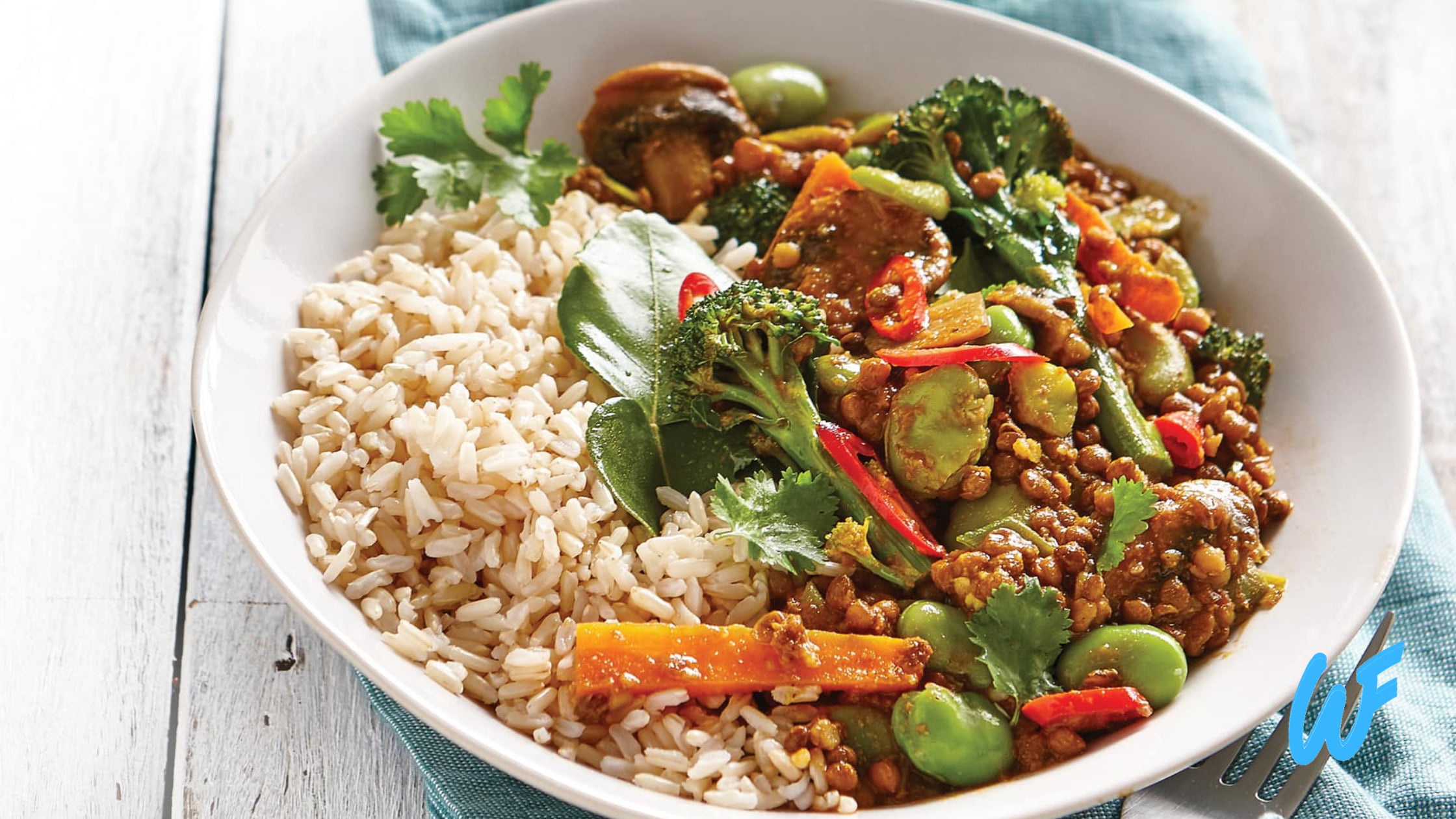 Brown Rice with Lentil and Vegetable Curry